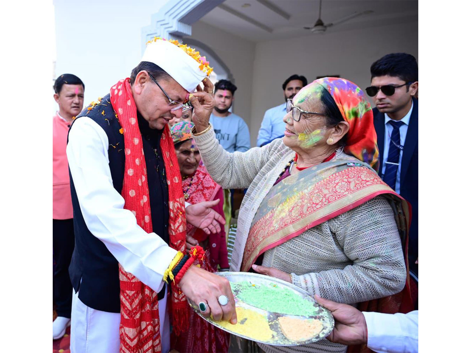 CM Pushkar Singh Dhami at his residence (Photo/ANI)