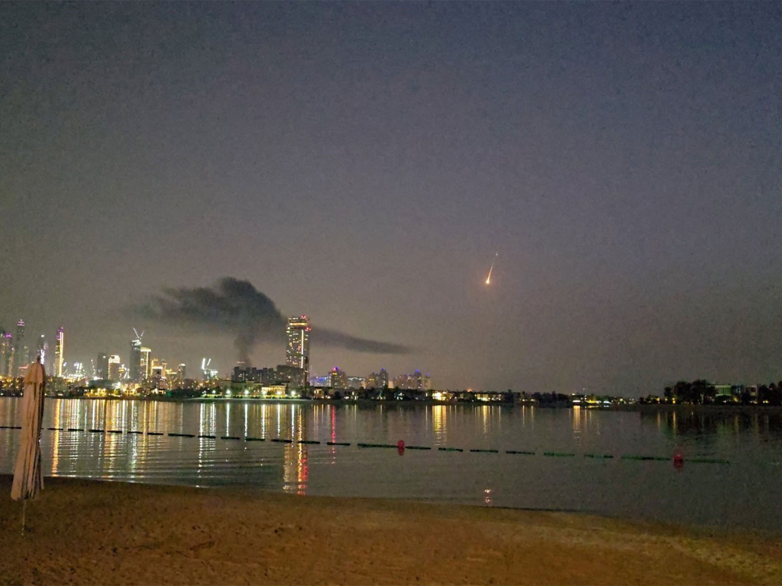 Visual of smoke arising neae Palm Jumeirah hotel in Dubai (Photo: Reuters)