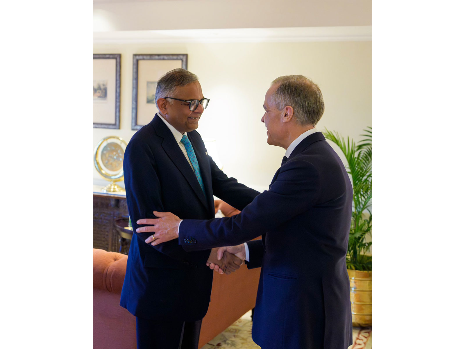 Tata Group Chairman N Chandrasekaran and Canadian Prime Minister Mark Carney (Image: X/@MarkJCarney)