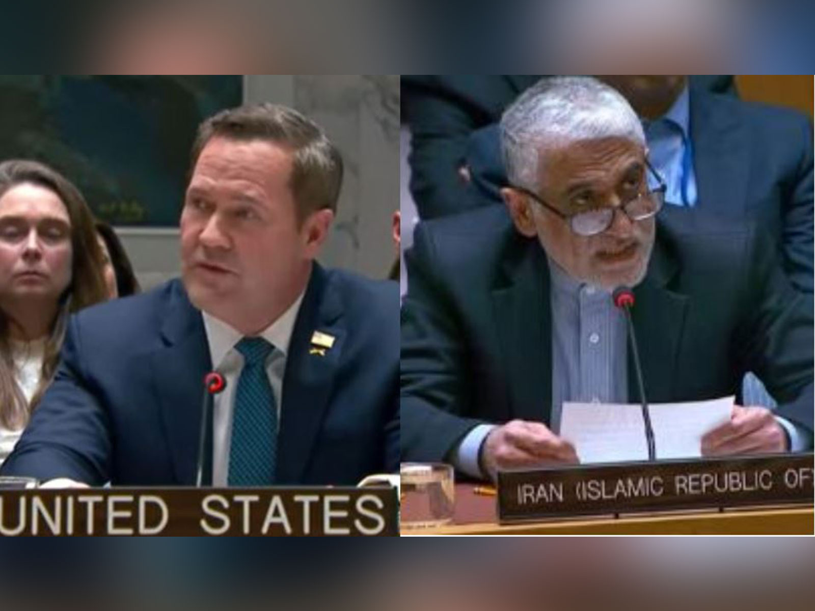 US Ambassador to UN Mike Waltz and Iranian Ambassador  Amir Saeid Iravani (Photo/UN Youtube)