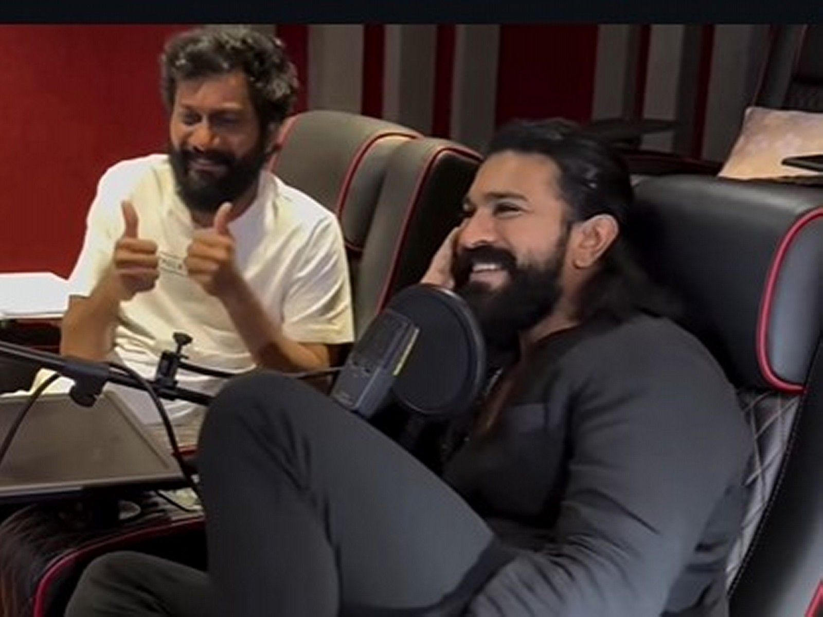 Actor Ram Charan from dubbing session of Peddi (Image source: Vriddhi Cinemas )