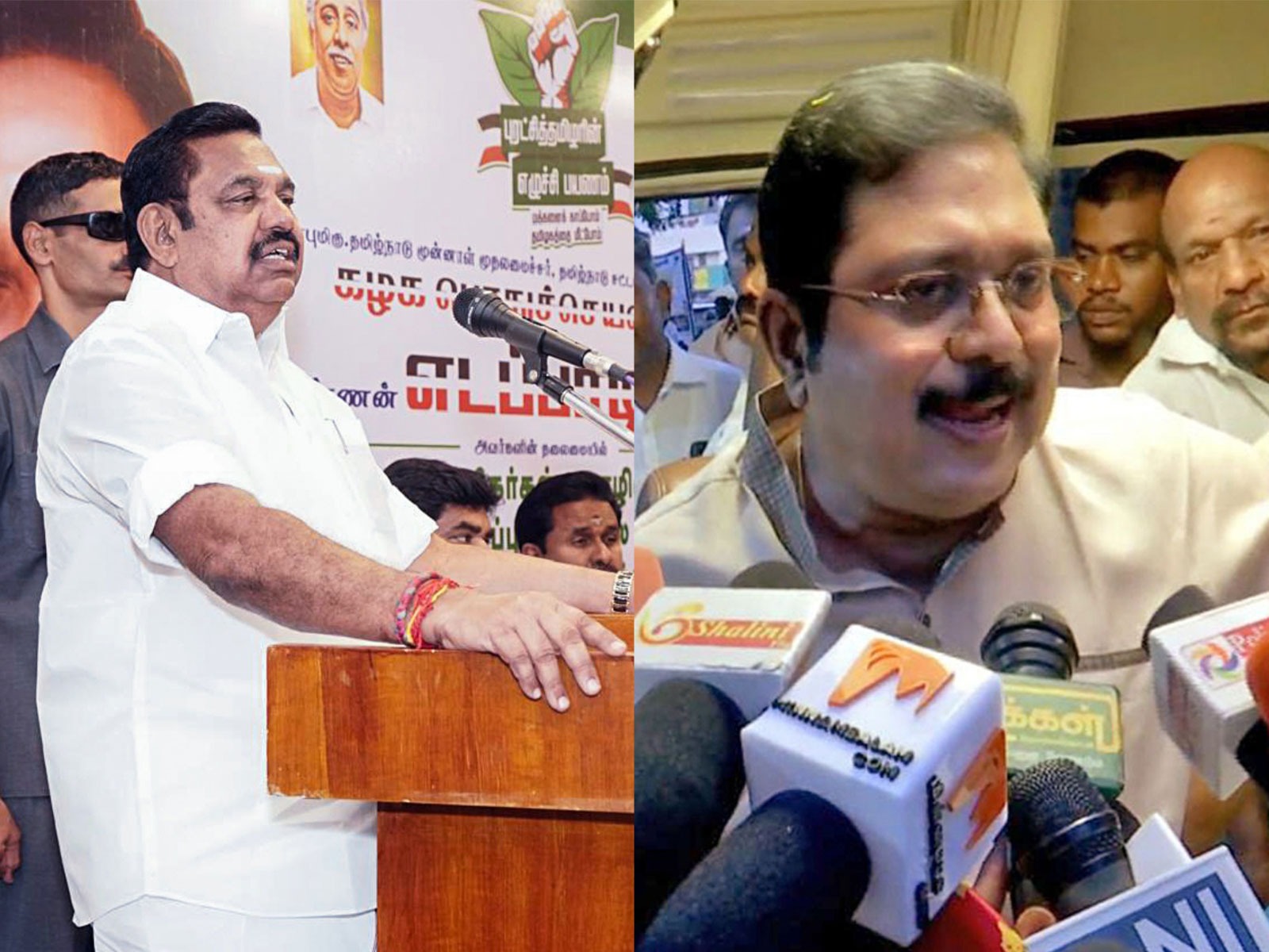 AIADMK Gen Secy Edappadi K Palaniswami AMMK Gen Secy TTV Dhinakaran (Photo/ANI)