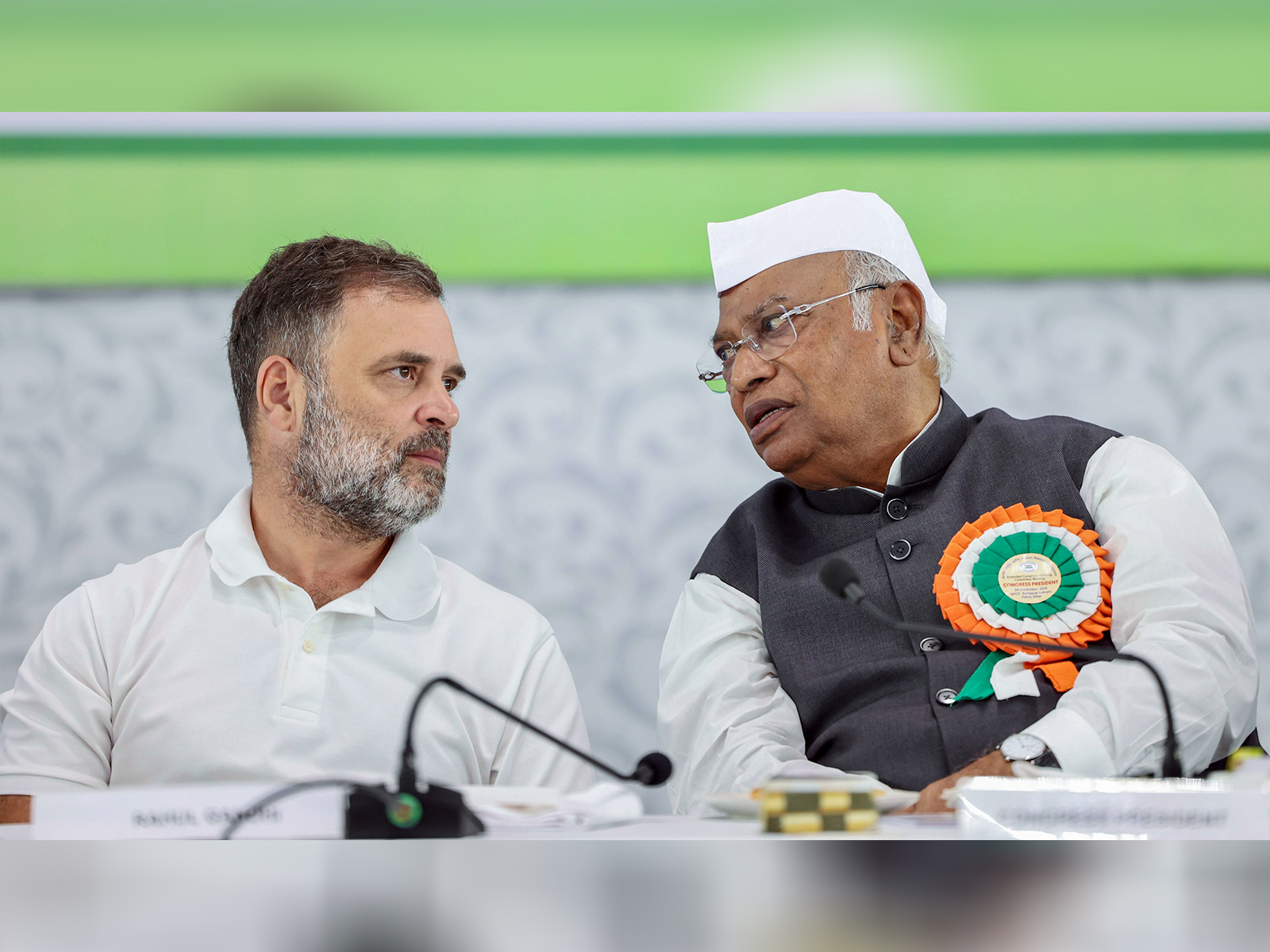 Congress MP Rahul Gandhi with Congress President Mallikarjun Kharge (Photo/ANI)