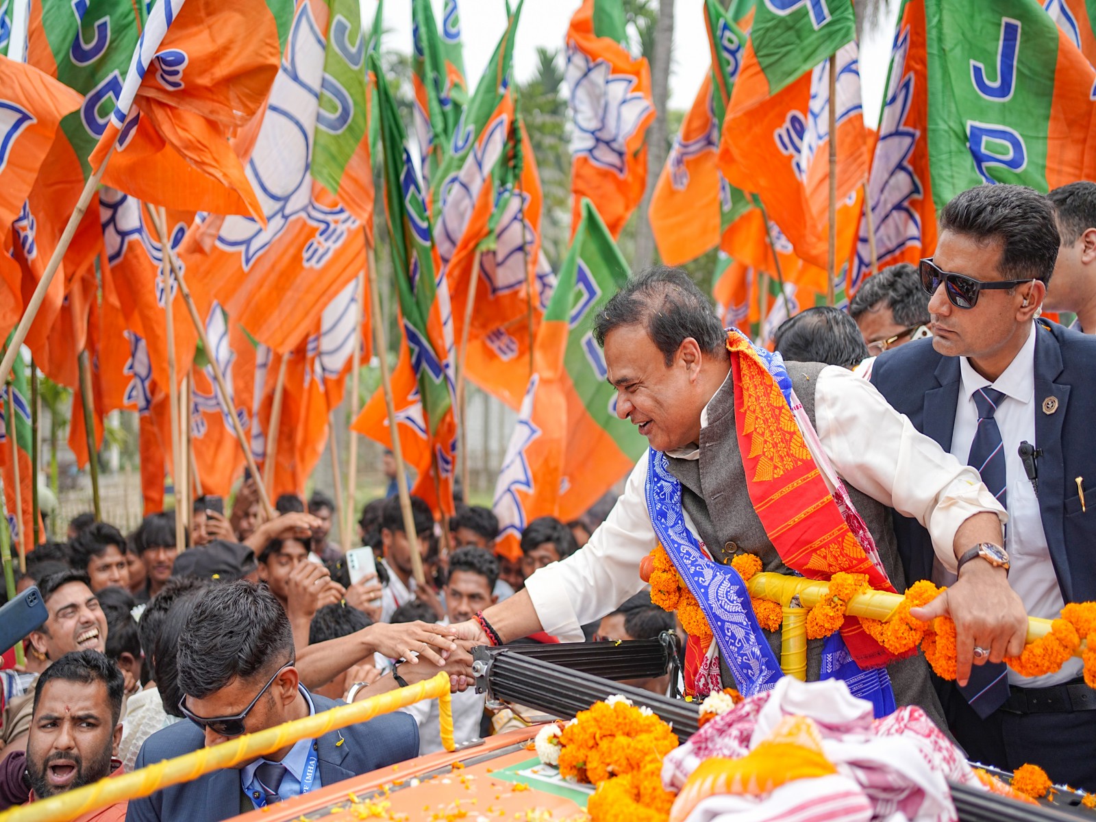 Assam Chief Minister Himanta Biswa Sarma during Jan Ashirwad Yatra (Photo/ANI)