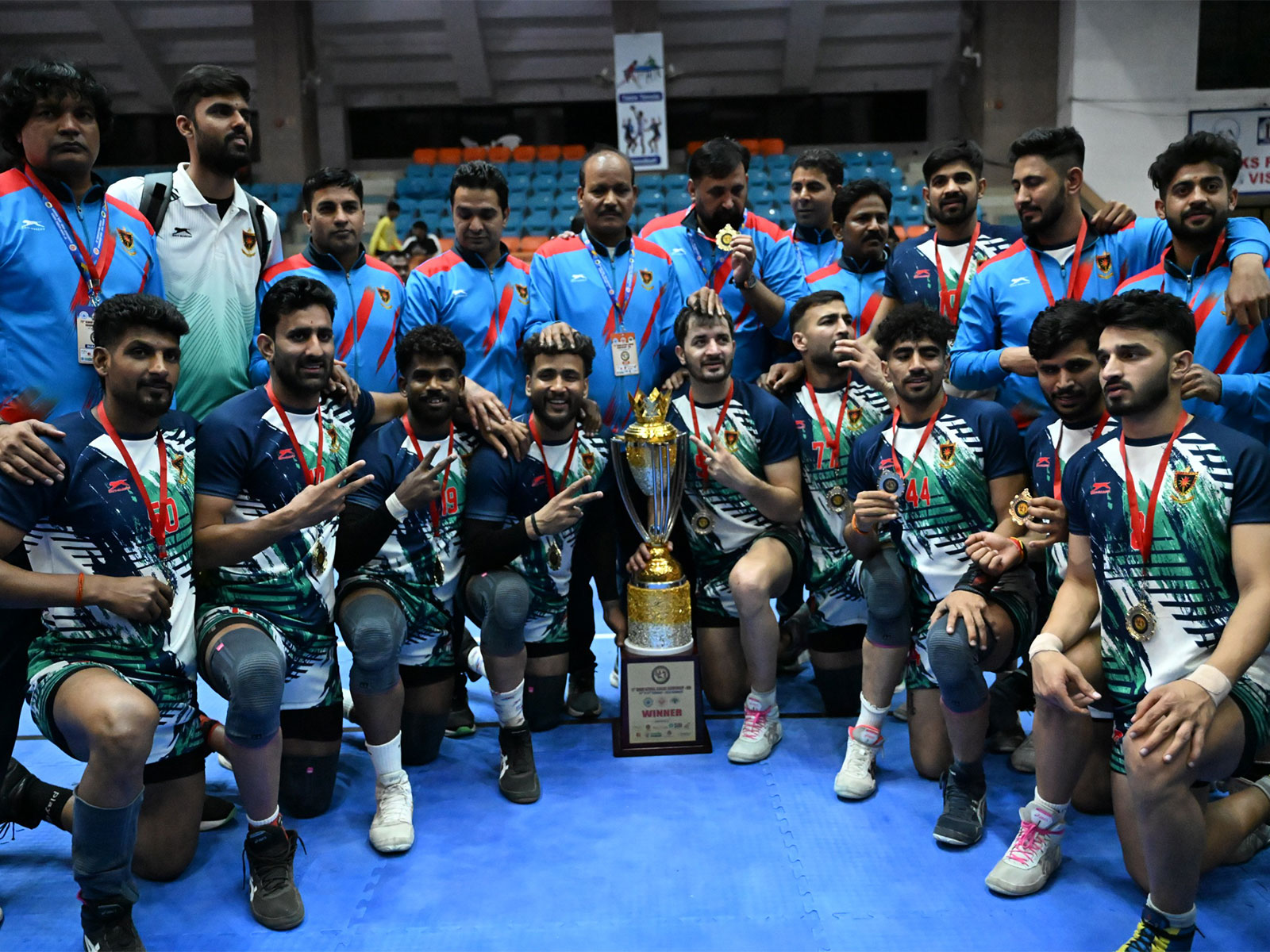 Indian Railways team with the trophy. (Photo/Senior Men's National Kabaddi Championship)