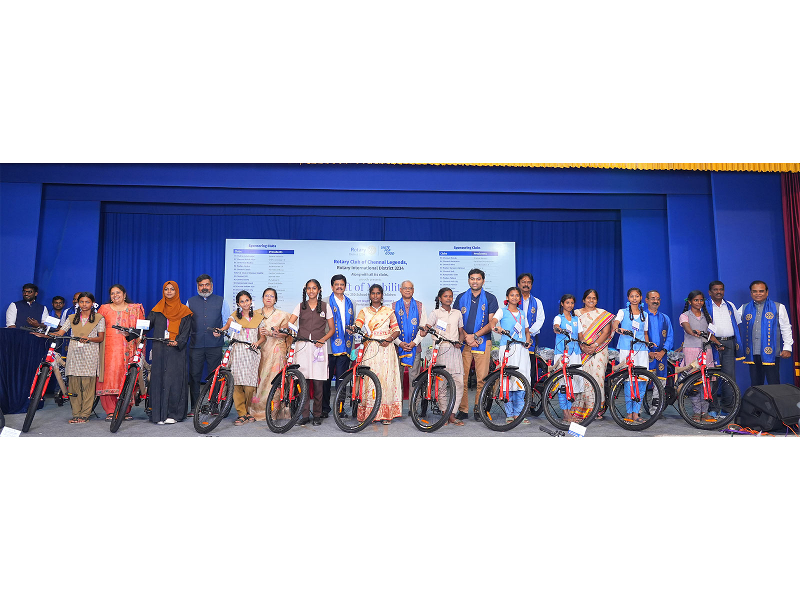 Rotary Club of Chennai Legends and Rotary Dist 3234 Donate 225 Free Bicycles to Schoolgirls in Chennai