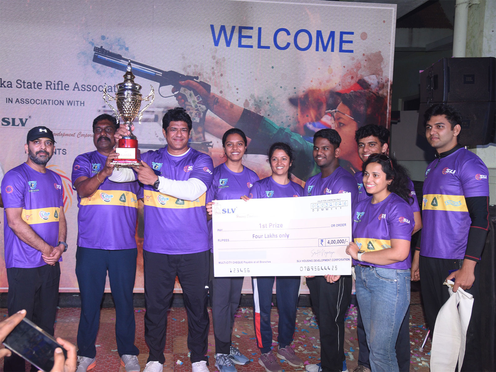 Trigger Tacticians with the trophy. (Photo/Shooting League of Karnataka)