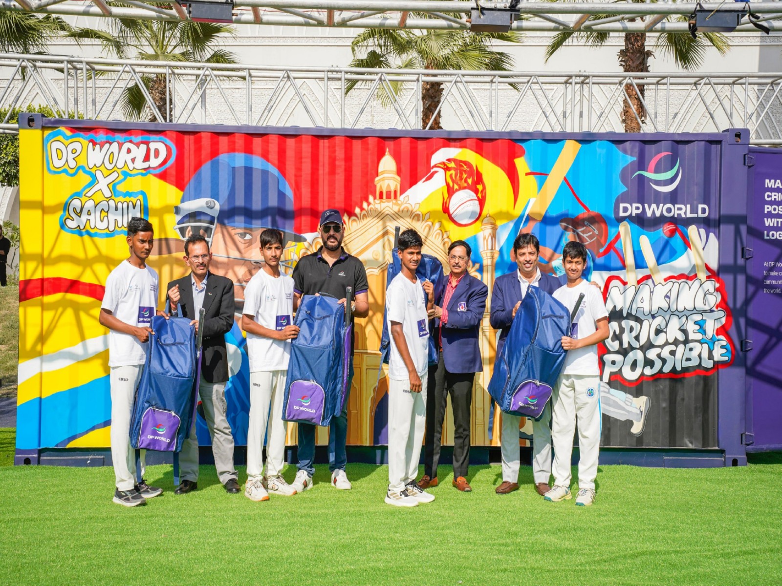 250 cricket kits delivered in the presence of Yuvraj Singh (Photo: DP World)