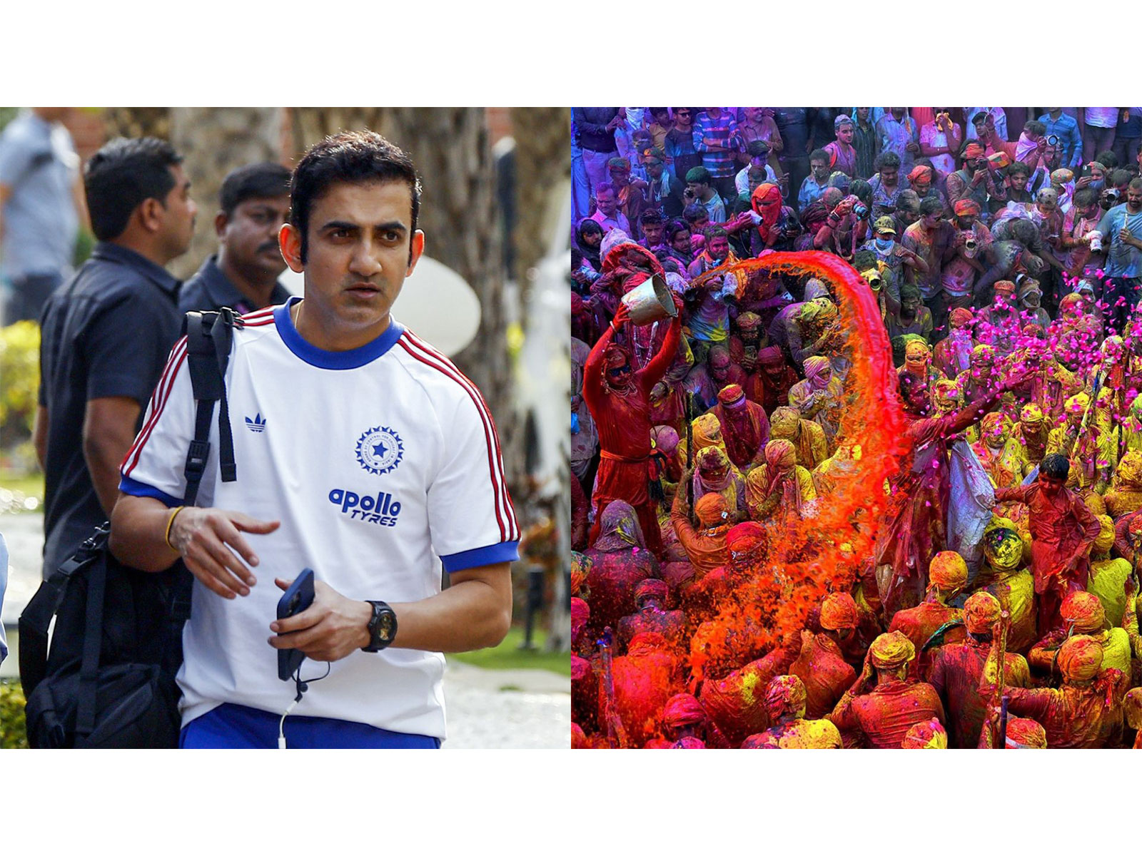 Gautam Gambhir extends Holi greetings (Photo: ANI and X/@GautamGambhir)