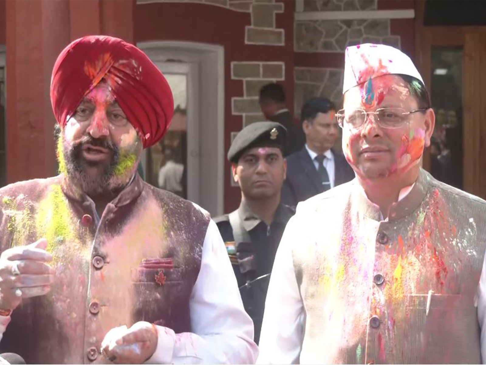 Uttarakhand Governor Lieutenant General Gurmeet Singh (Retd.) and CM Pushkar Singh Dhami. (Photo/ANI)