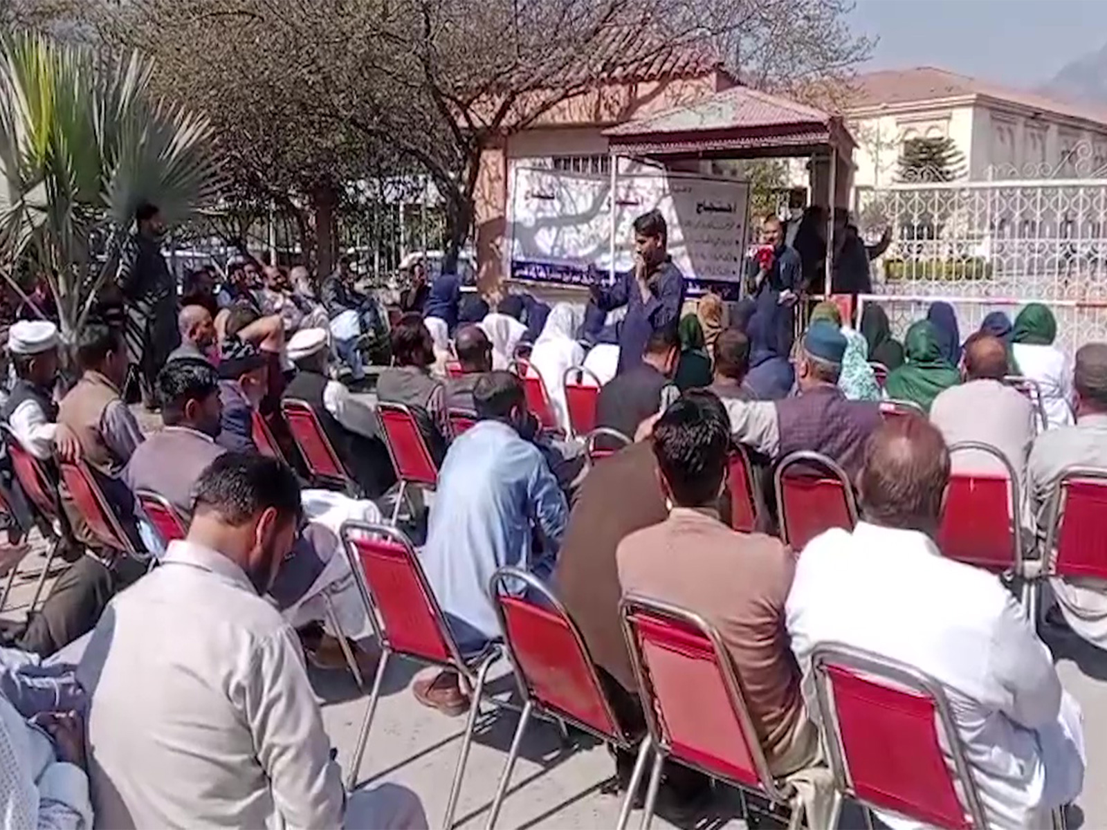 Health Department employees protests in PoJK (Photo/ANI)