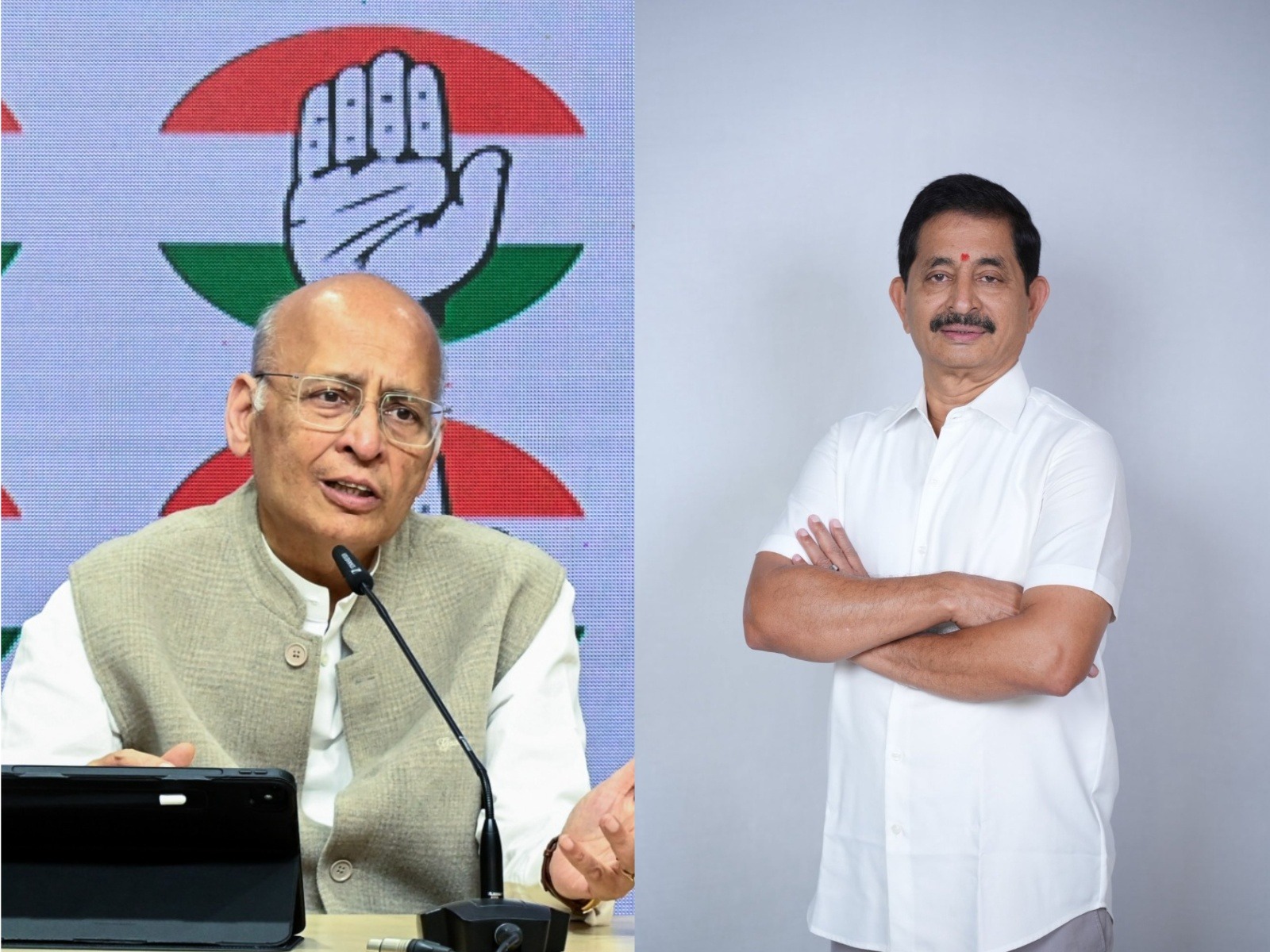 Congress MP Abhishk Manu Singhvi and Telangana CM's Advisor Vem Narender Reddy (Photo/ANI/@vemnarenderreddy)
