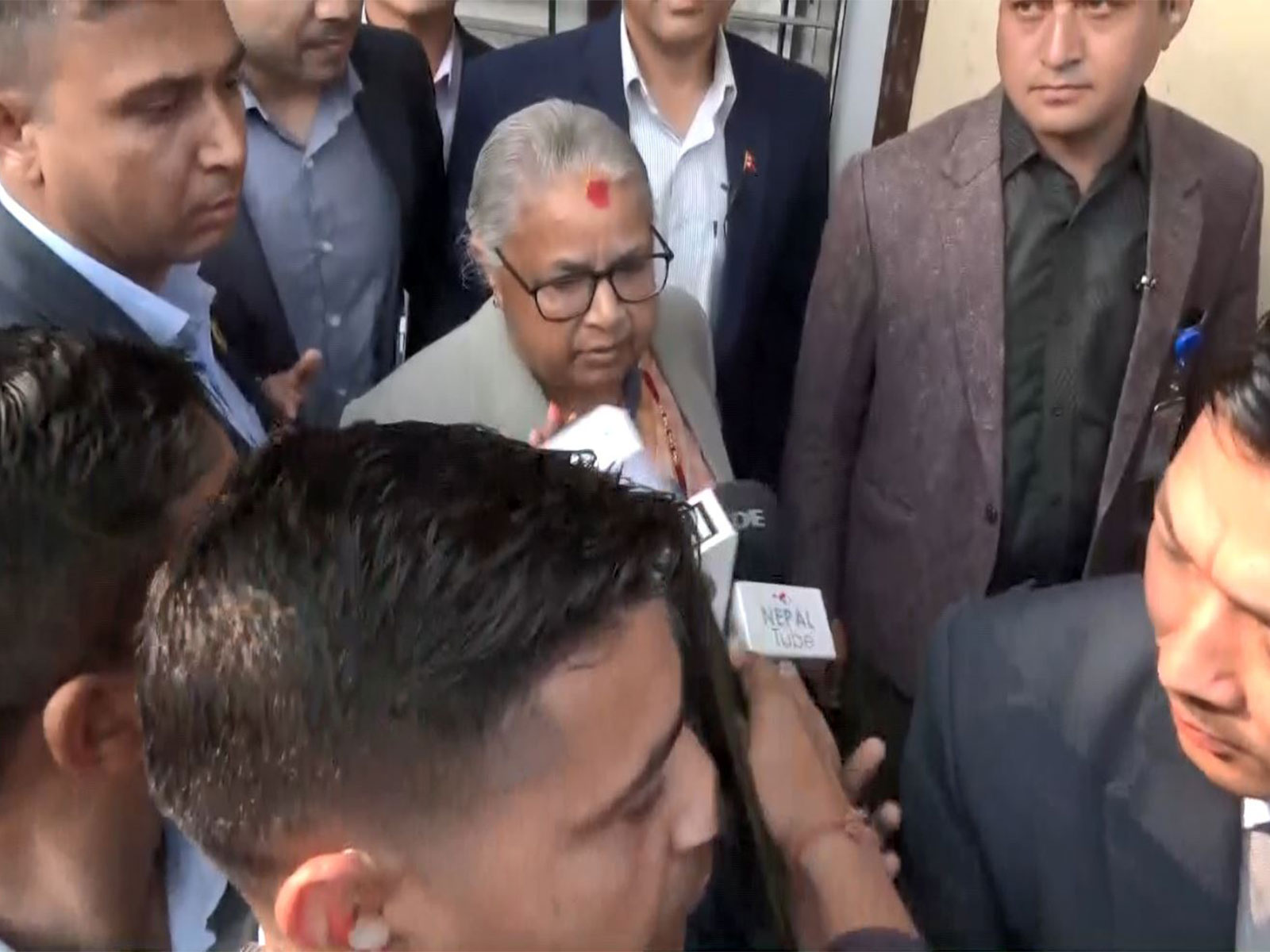 Nepal's interim Prime Minister Sushila Karki after casting her vote in the 2026 general election in Kathmandu. (Photo/ANI)