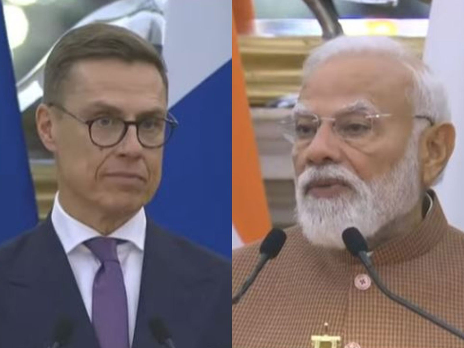 Prime Minister Narendra Modi and Finland President Alexander Stubb. (Photo/ANI)
