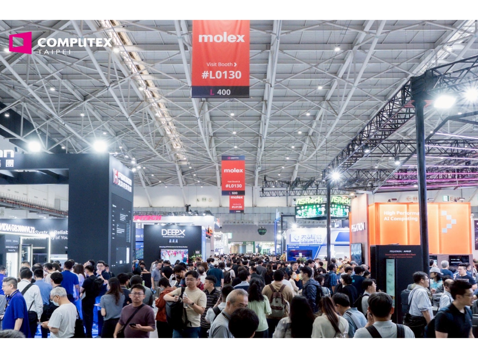 COMPUTEX is a global benchmark exhibition for AI and startups. Photo shows the exhibition site in 2025