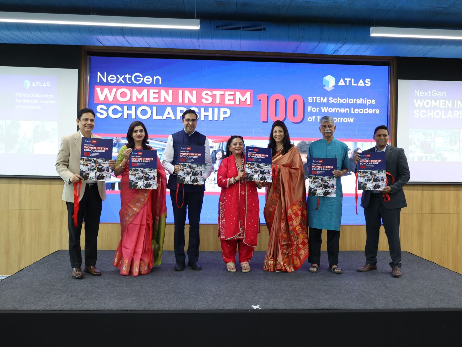 Dr. Manju Lodha with senior faculty members at the launch of ATLAS SkillTech University's NextGen Women in STEM Scholarship