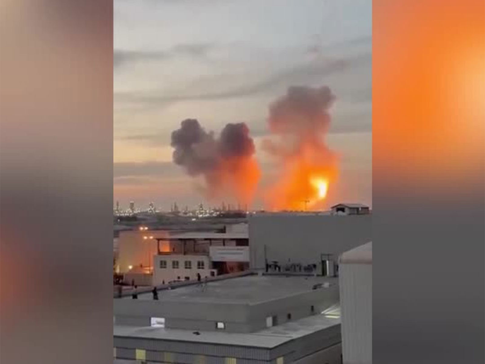 Social media footage shows missiles striking the Bapco Energies refinery in Sitra, Bahrain, with flames and thick smoke rising from the site. (Photo/Reuters)