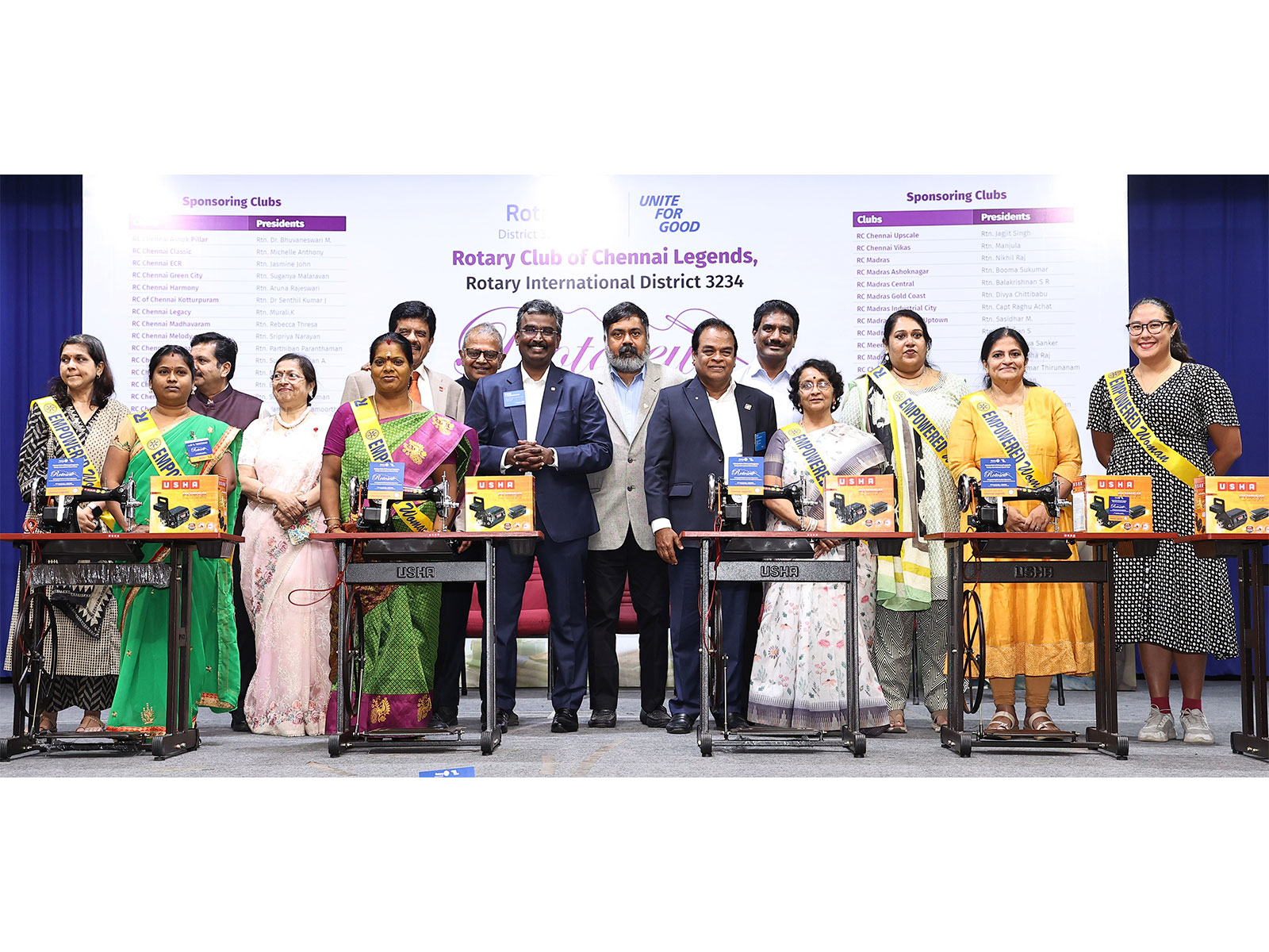 Rotary Club of Chennai Legends and Rotary District 3234 Donate 225 Sewing Machines to Women