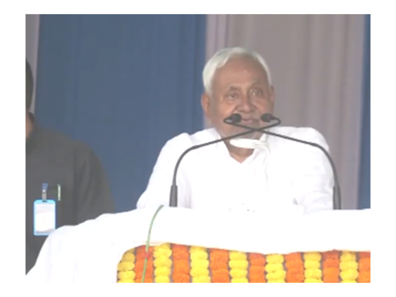 Bihar Chief Minister Nitish Kumar addresses public during Samriddhi Yatra in Madhepura (Photo/ANI)