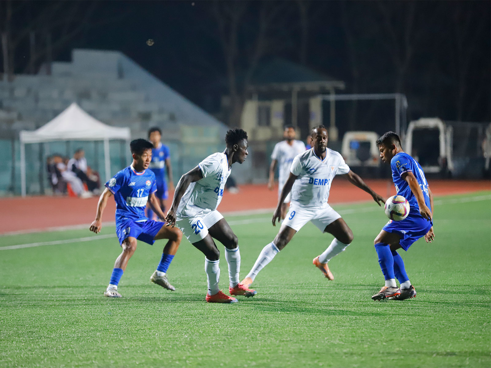 Chanmari DC and Dempo SC in action during Indian Football League 2025-26 (Image: AIFF)