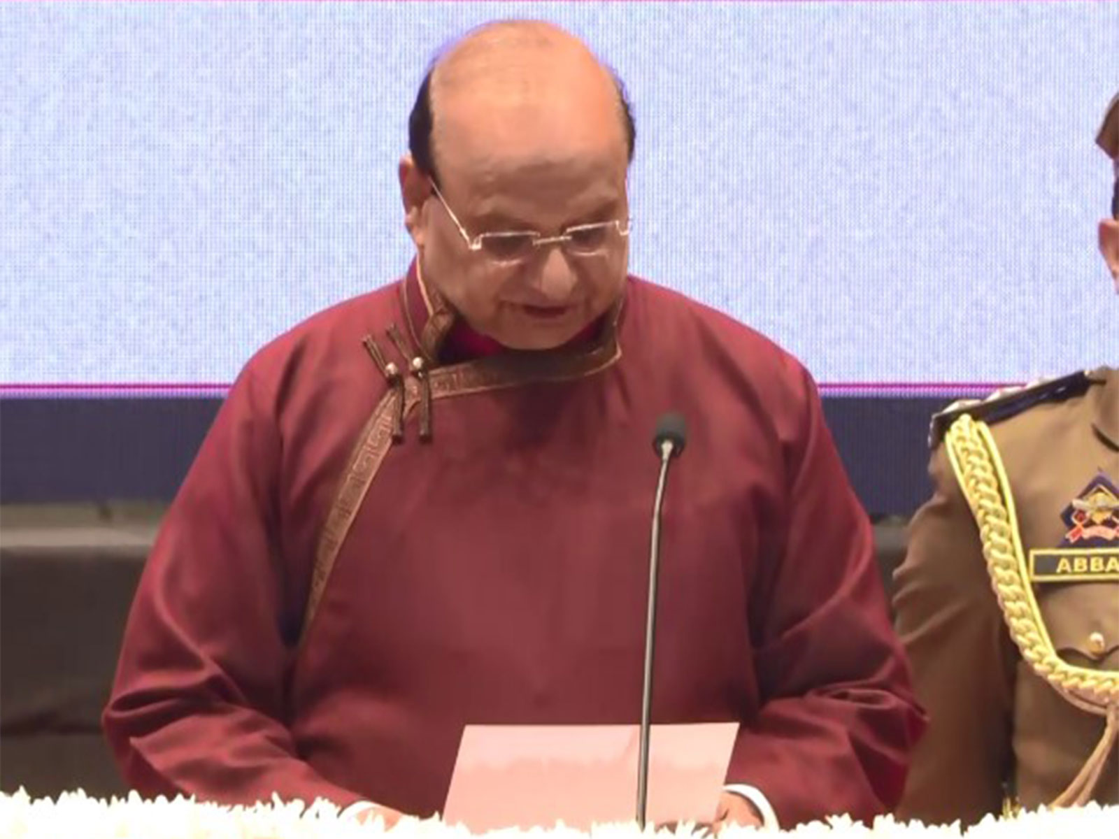 Vinai Kumar Saxena taking oath as Lieutenant Governor of Ladakh (Photo/ANI)