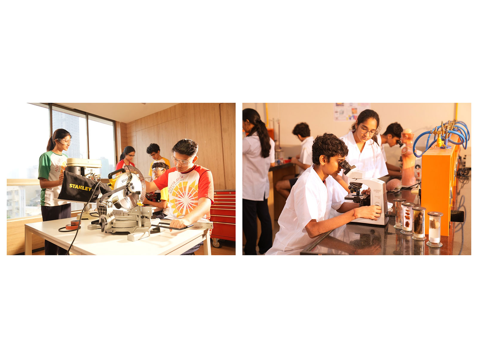 Students of Aditya Birla World Academy engage in collaborative learning experiences that nurture minds that Think. Create. Lead. Impact., while fostering character development and leadership