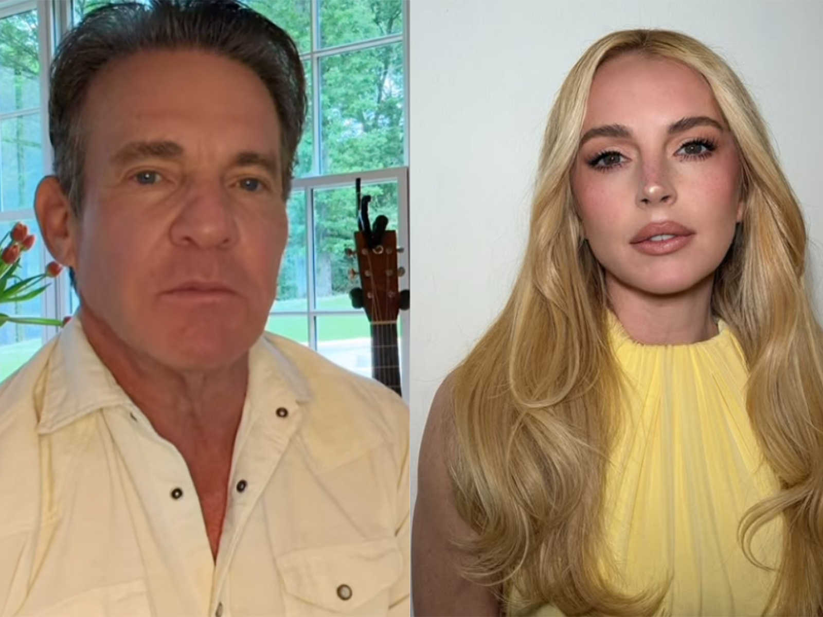 Dennis Quaid, Lindsay Lohan (Photo/Instagram/@dennisquaid, @lindsaylohan)
