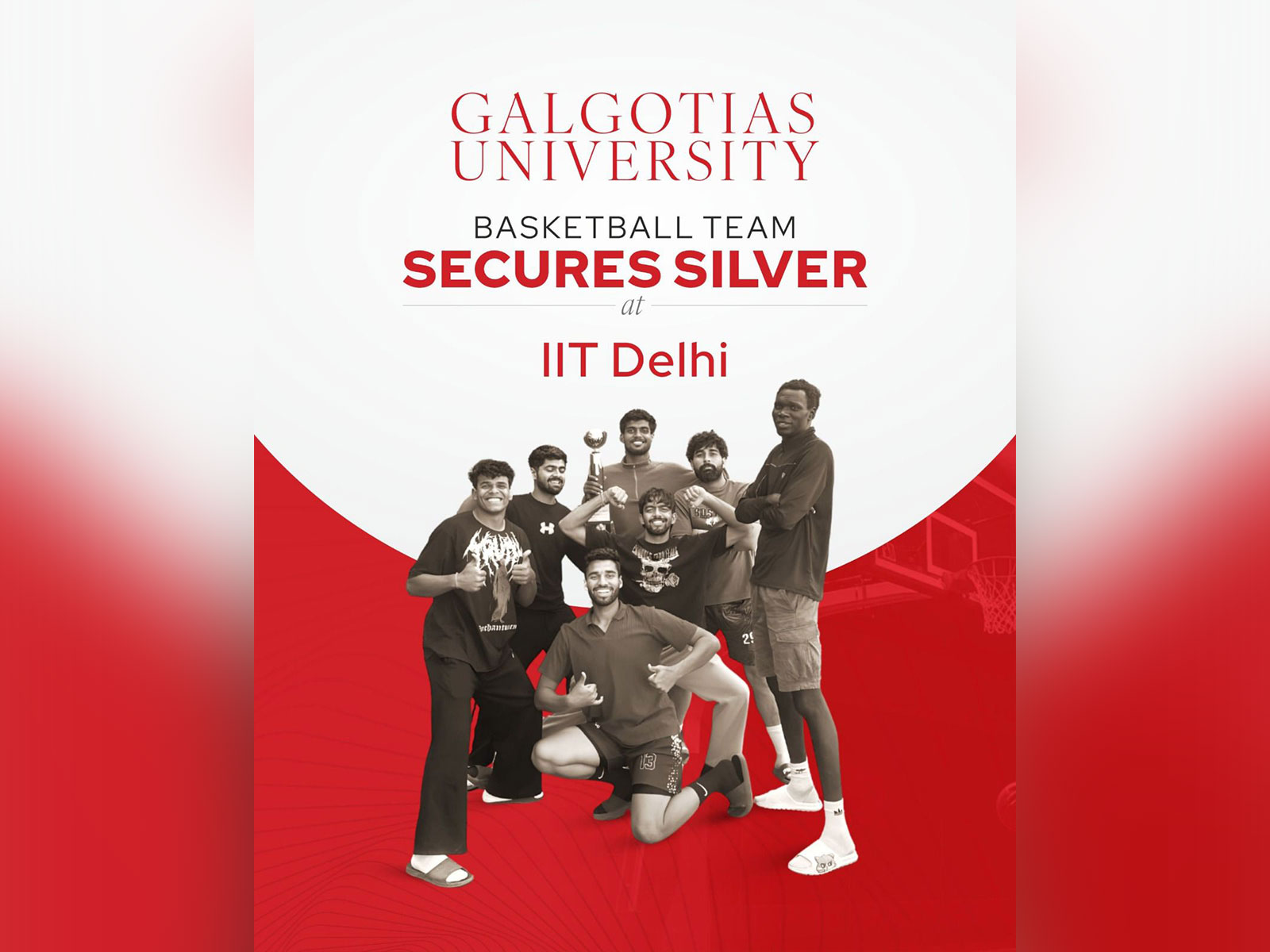 Galgotias University basketball team wins silver at IIT Delhi fest (Photo: Galgotias University)
