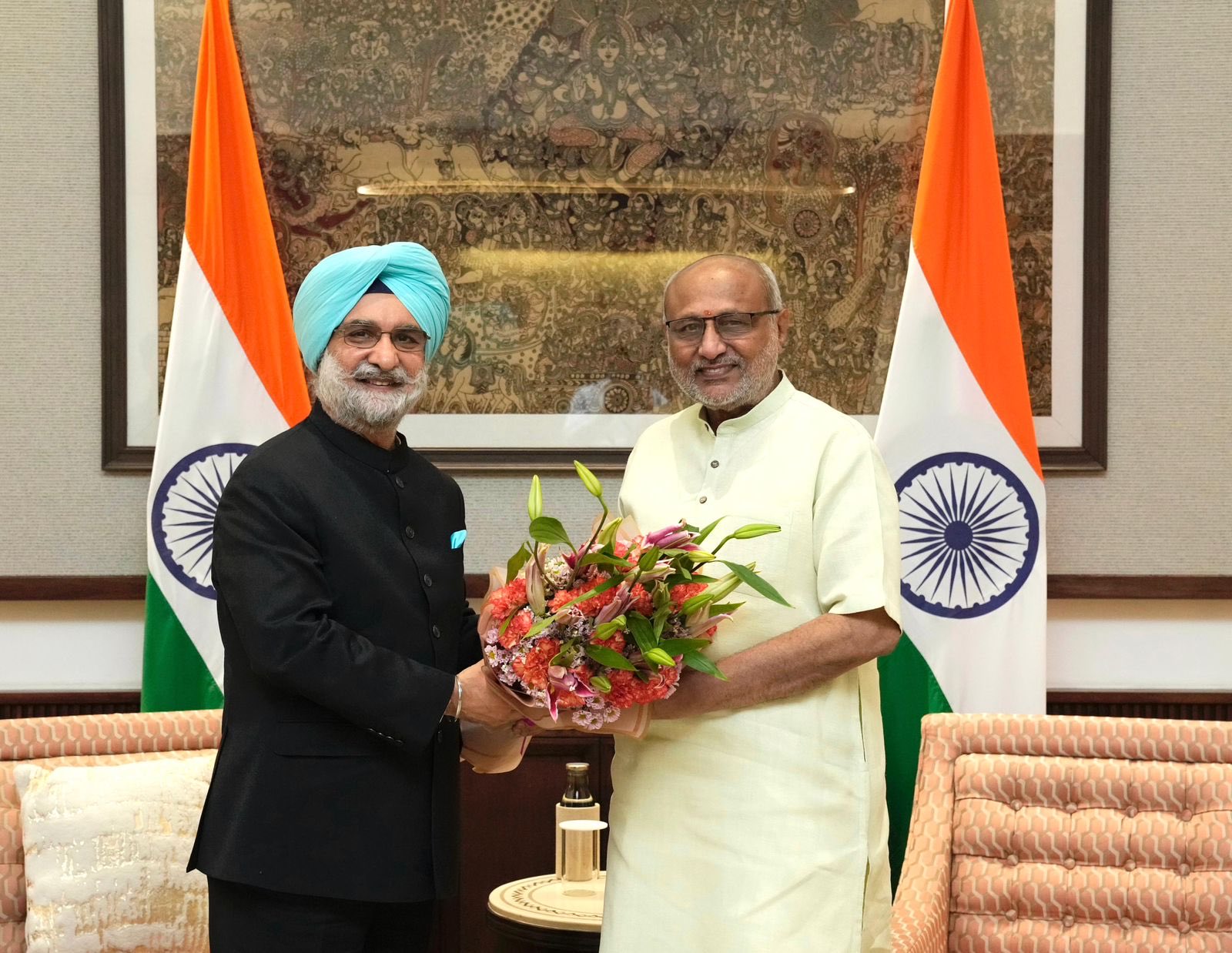 Lieutenant Governor of Delhi, Taranjit Singh Sandhu, with Vice President of India C P Radhakrishnan (Photo/@SandhuTaranjitS)