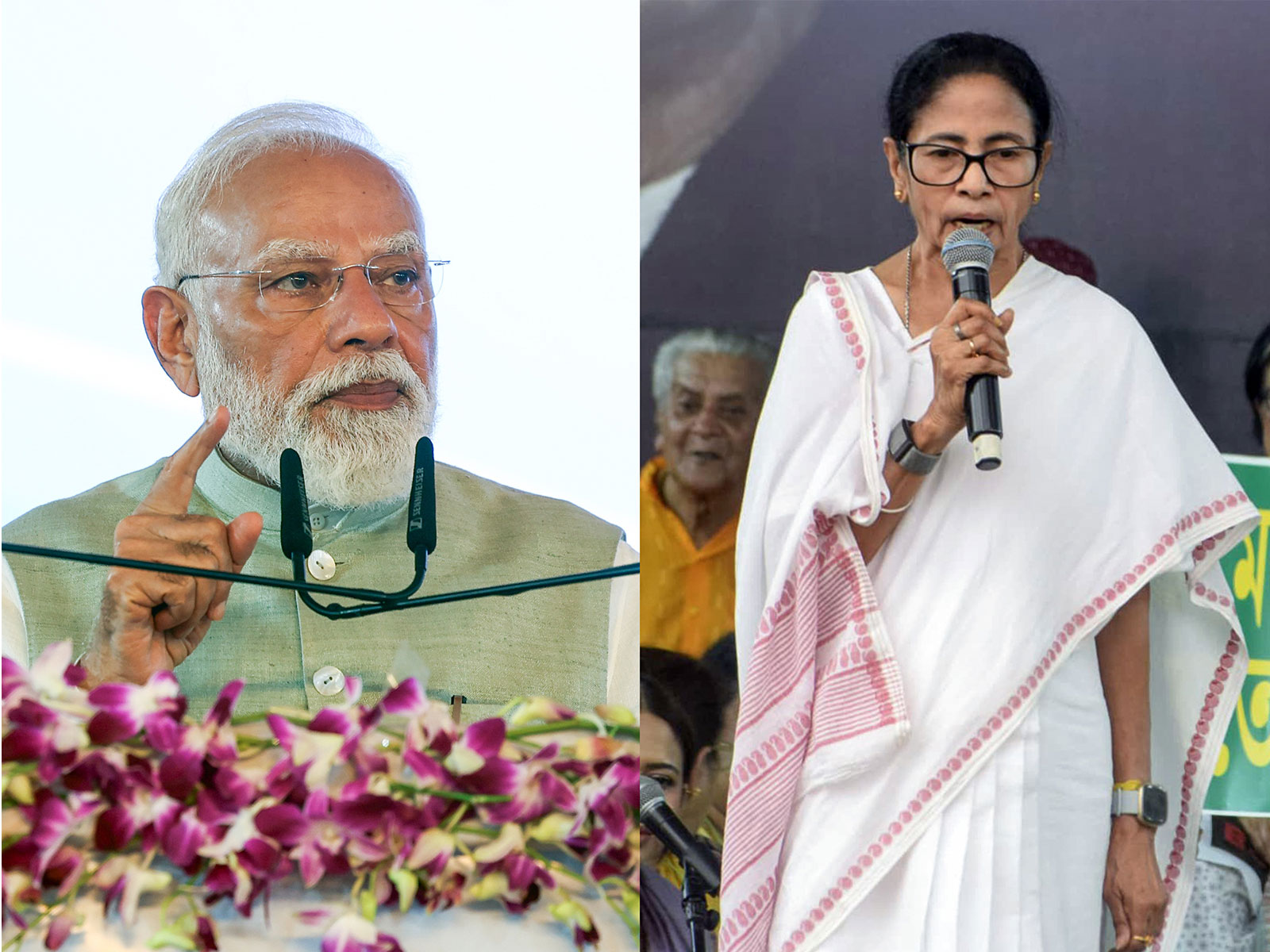 PM Narendra Modi (L) and West Bengal CM Mamata Banerjer (R) (File Photo/ANI)