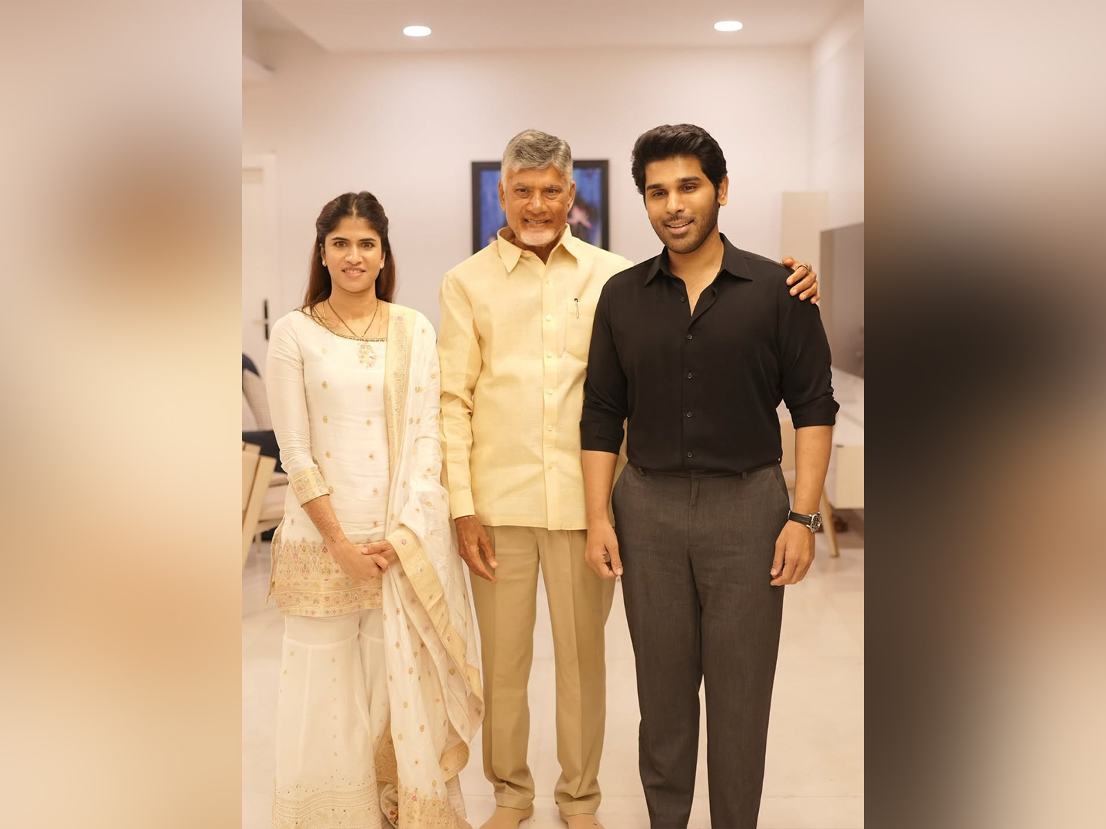 Allu Sirish and wife with Chandrababu Naidu (Photo/instagram/@allusirish)