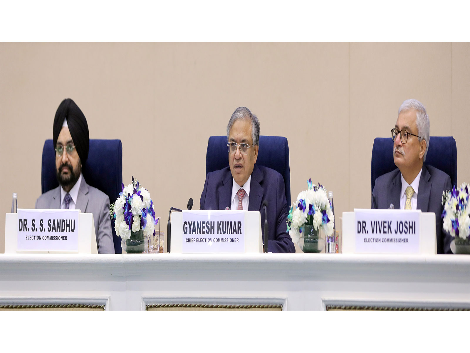 Chief Election Commissioner Gyanesh Kumar, along with Election Commissioners Vivek Joshi and Sukhbir Singh Sandhu (Photo/ANI)