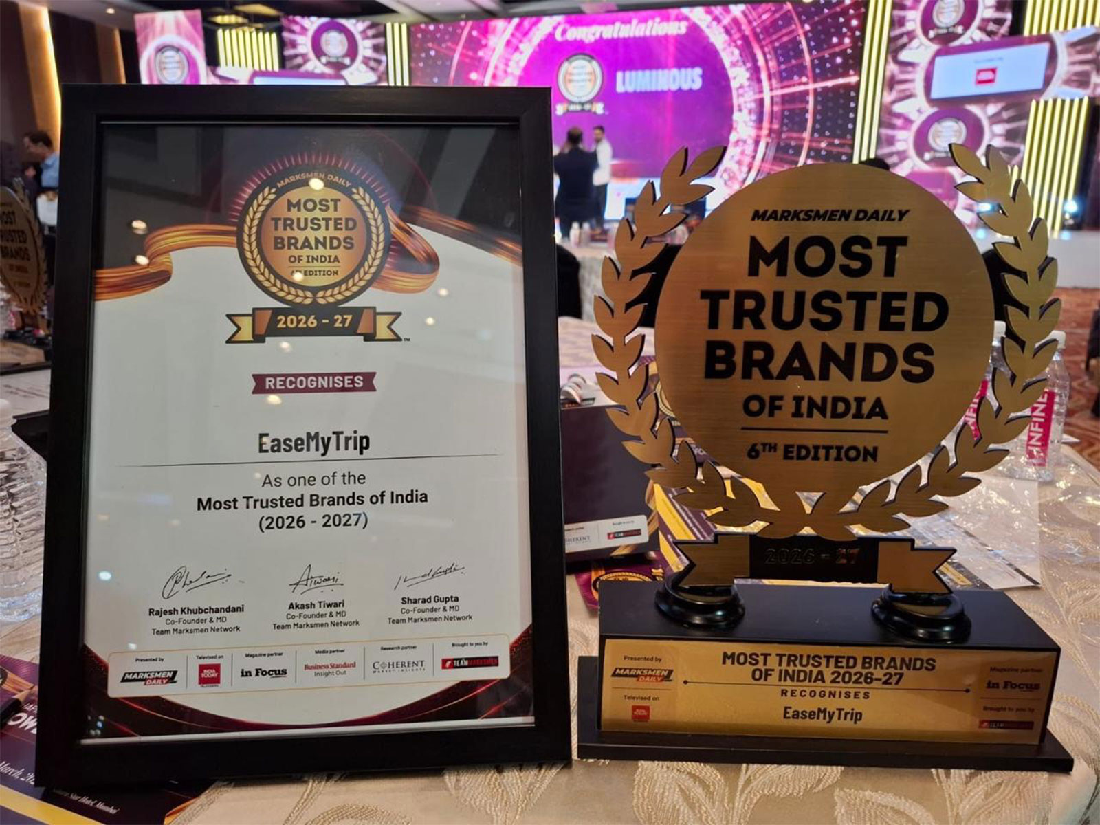 EaseMyTrip recognised among "Most Trusted Brands of India 2026-2027" (Photo/Courtesy EaseMyTrip)