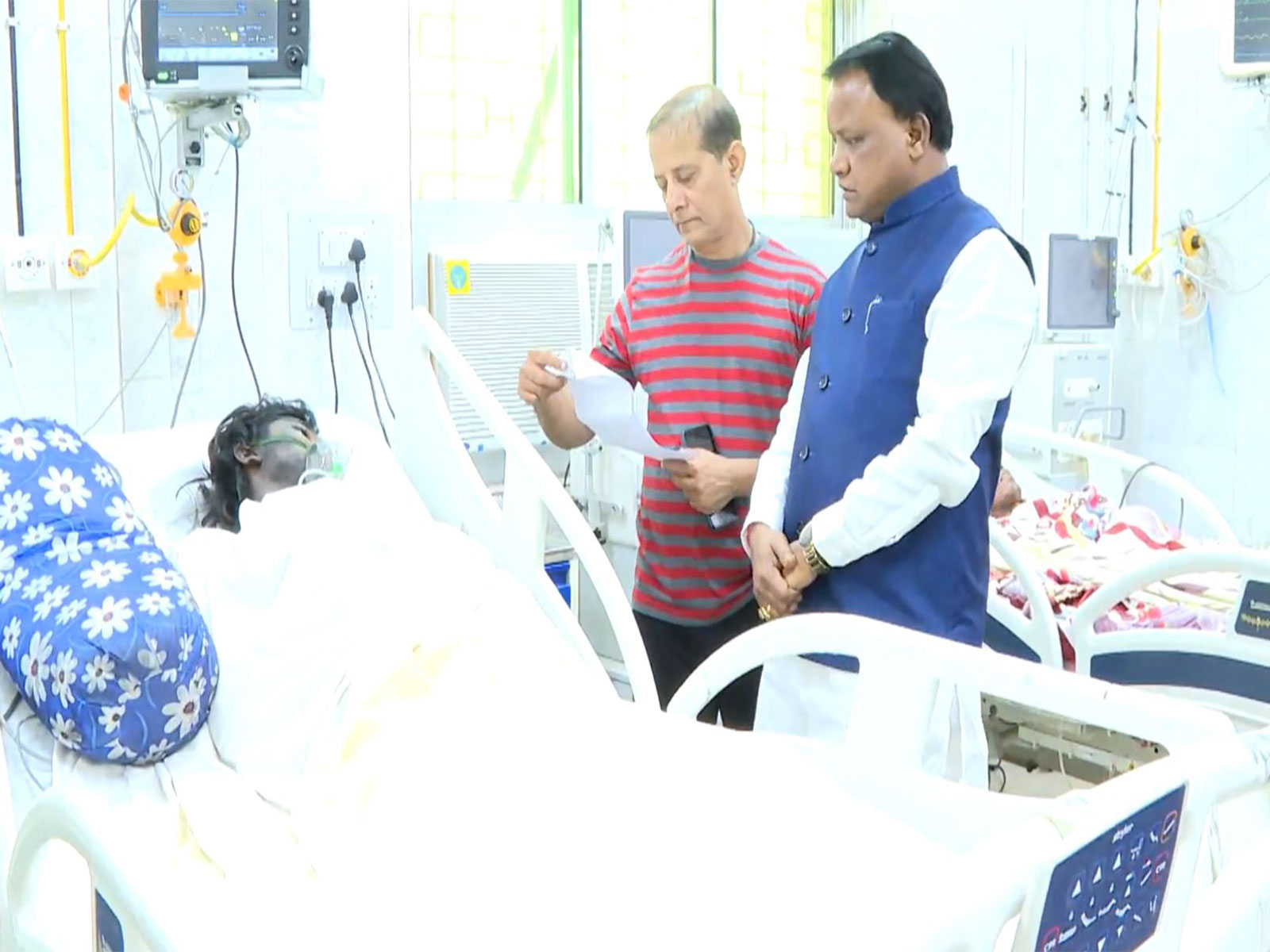 Odisha CM Mohan Manjhi at SCB Hospital (Photo/ANI)
