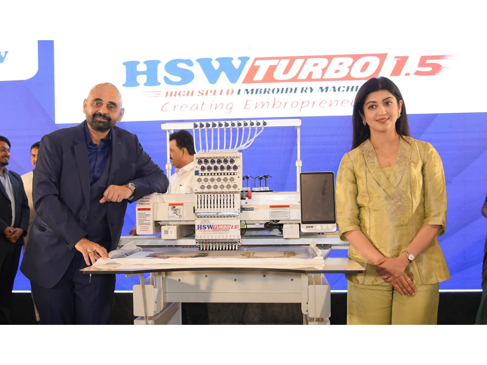HSW Founder & CEO Tapan Kapadia and Actress Pranitha Subhash Launch HSW's Embroidery Machines