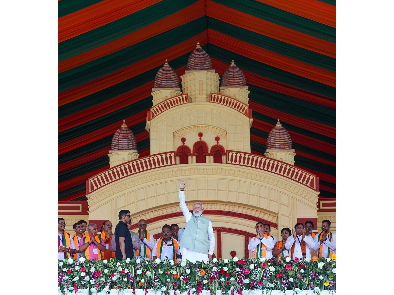 Prime Minister Narendra Modi waves during a public meeting in Kolkata (FilePhoto/ANI)