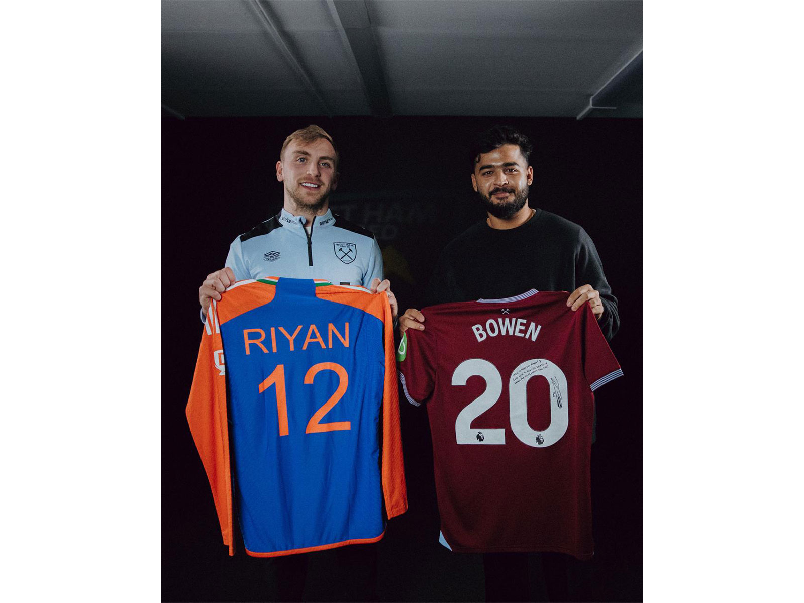 West Ham's Jarrod Bowen (left) and Riyan Parag (right) (Photo: Premier League/West Ham United)