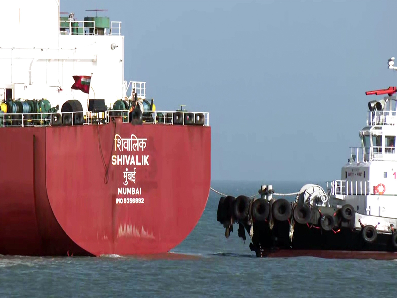 LPG carrier vessel Shivalik, which crossed the Strait of Hormuz, arrives at the Mundra Port (Photo/ANI)
