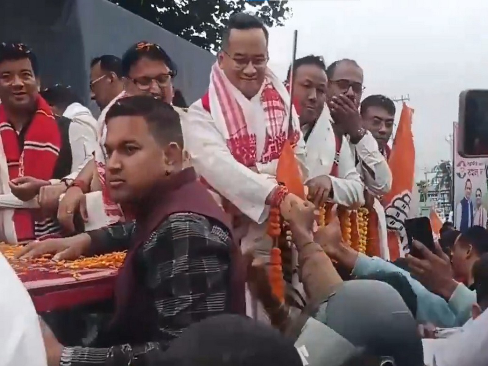 Assam Congress Chief Gaurav Gogoi holds election campaign in Lakhimpur (Photo/ANI)