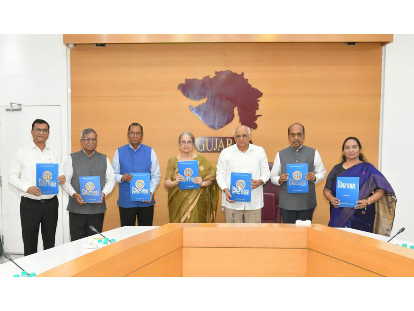 The panel constituted for the implementation of the UCC in Gujarat submitted its final report to CM Bhupendra Patel.(Photo/Gujarat Information Department)