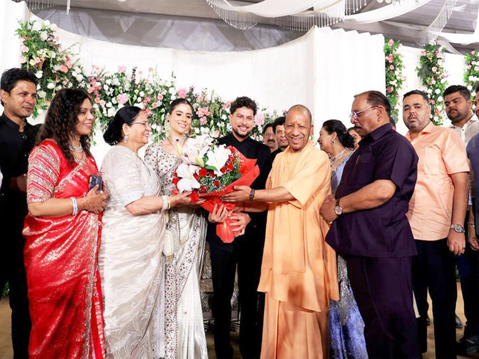 UP CM Yogi Adityanath attends Kuldeep Yadav's wedding reception (Photo: @myogiadityanath/X)