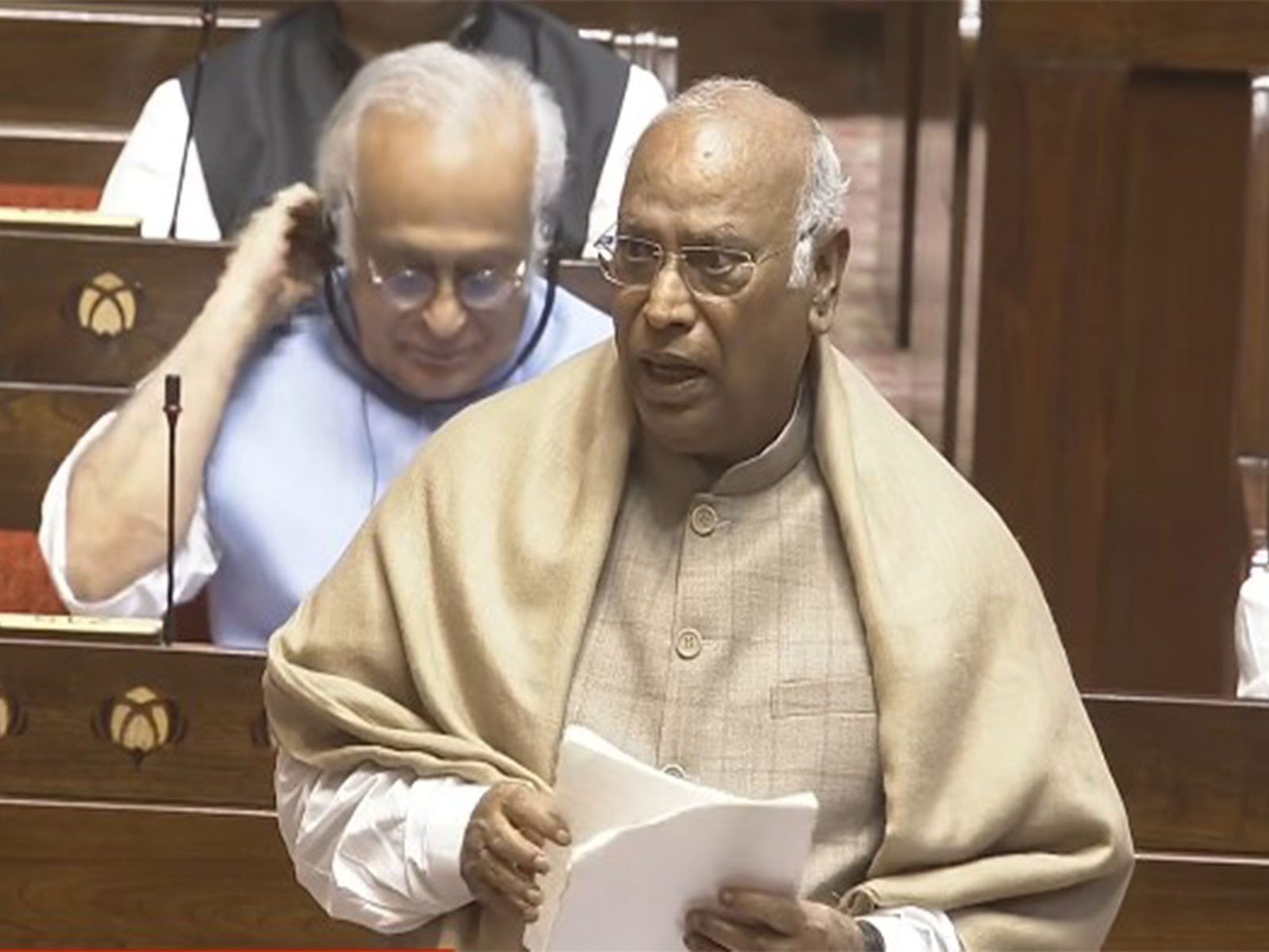 Congress president Mallikarjun Kharge (Photo/Sansad TV)