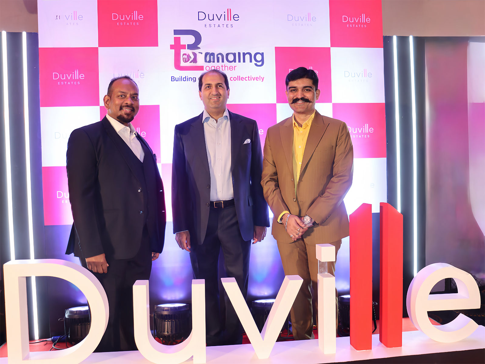 Mr. Tushad B. Dubash, Director, Duville Estates (centre), with Mr. Bennett Fernandes, Head - Marketing, Brand & Customer Engagement (left), and Mr. Vikrant Patil, Head of Sales (right)