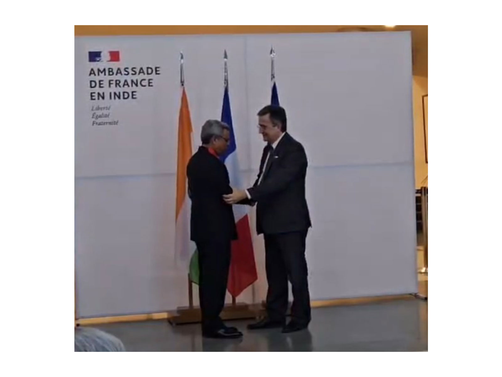Former ambassador and chairman of the India Trade Promotion Organisation (ITPO), Jawed Ashraf being conferred  'France's Legion d'honneur' rank of 'Commandeur' (Photo/ANI)