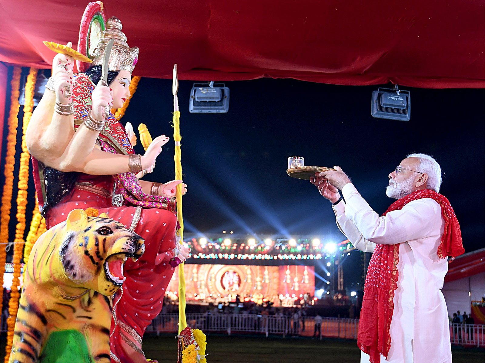 PM Narendra Modi prays to Goddess Durga (File Photo/ANI)