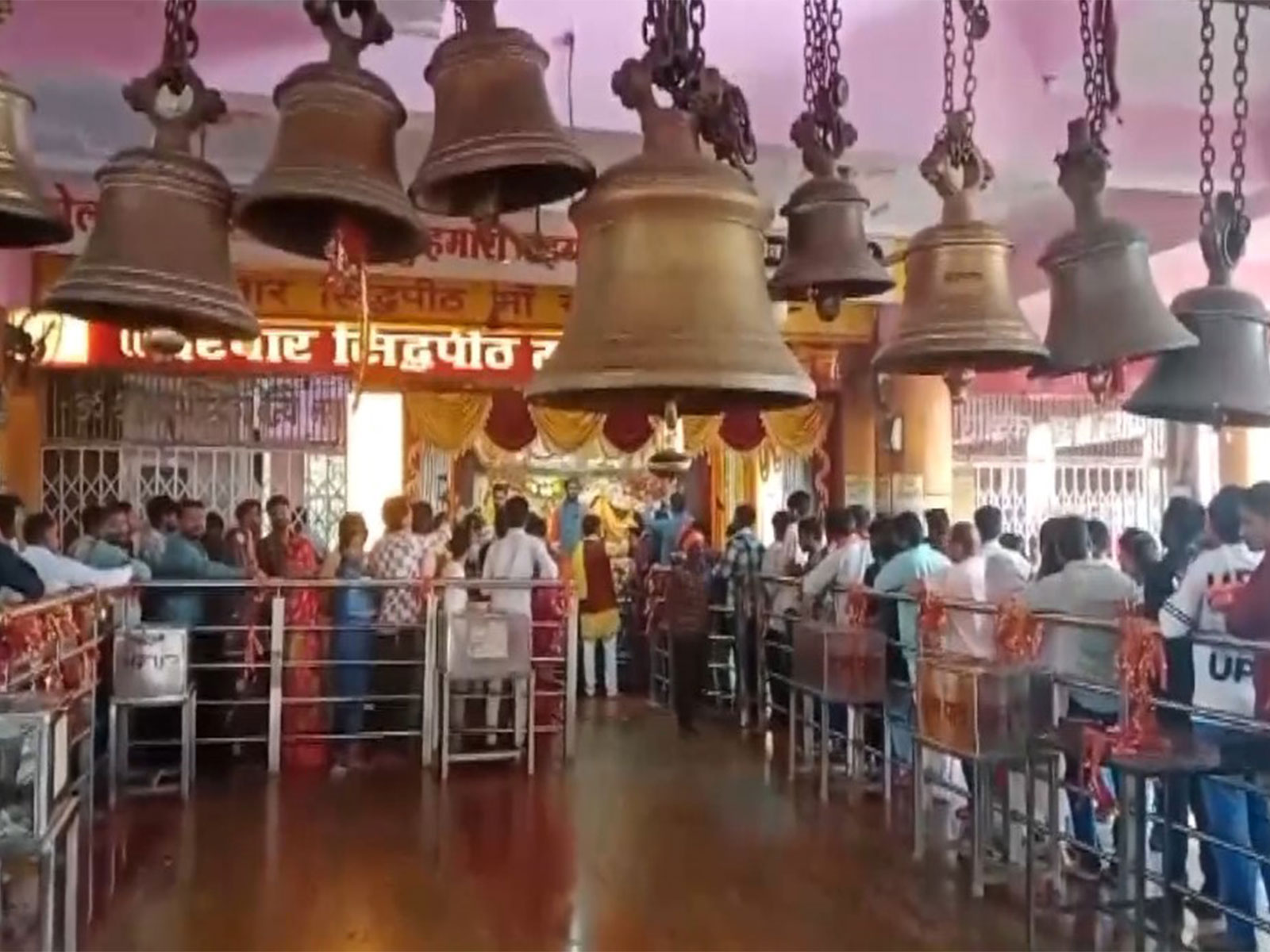 Devotees gather at Maa Chandrika Devi Templein Lucknow (Photo/ANI)