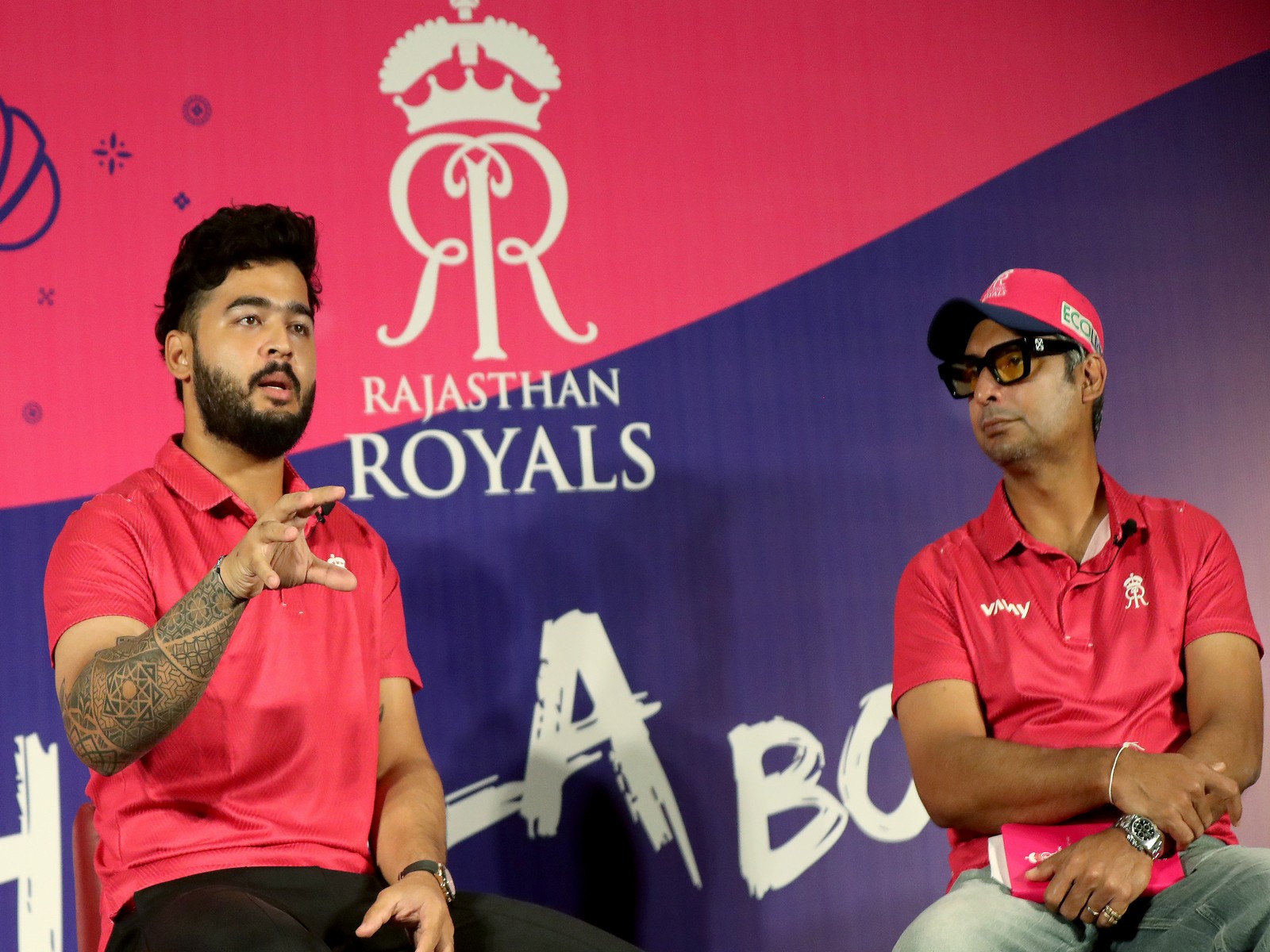 Riyan Parag (L) at pre-season press conference of the Rajasthan Royals. (Photo/RR)