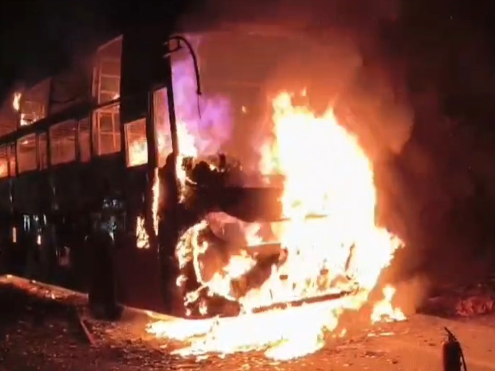 Bus catches fire in Ramabhadrapuram (Photo/ANI) 