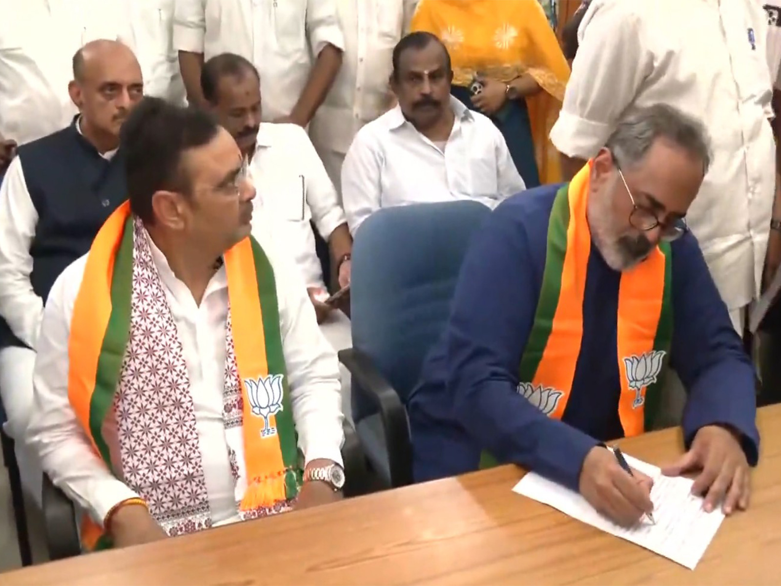 BJP leader Rajeev Chandrasekhar files nomination for Kerala polls (Photo/ANI)