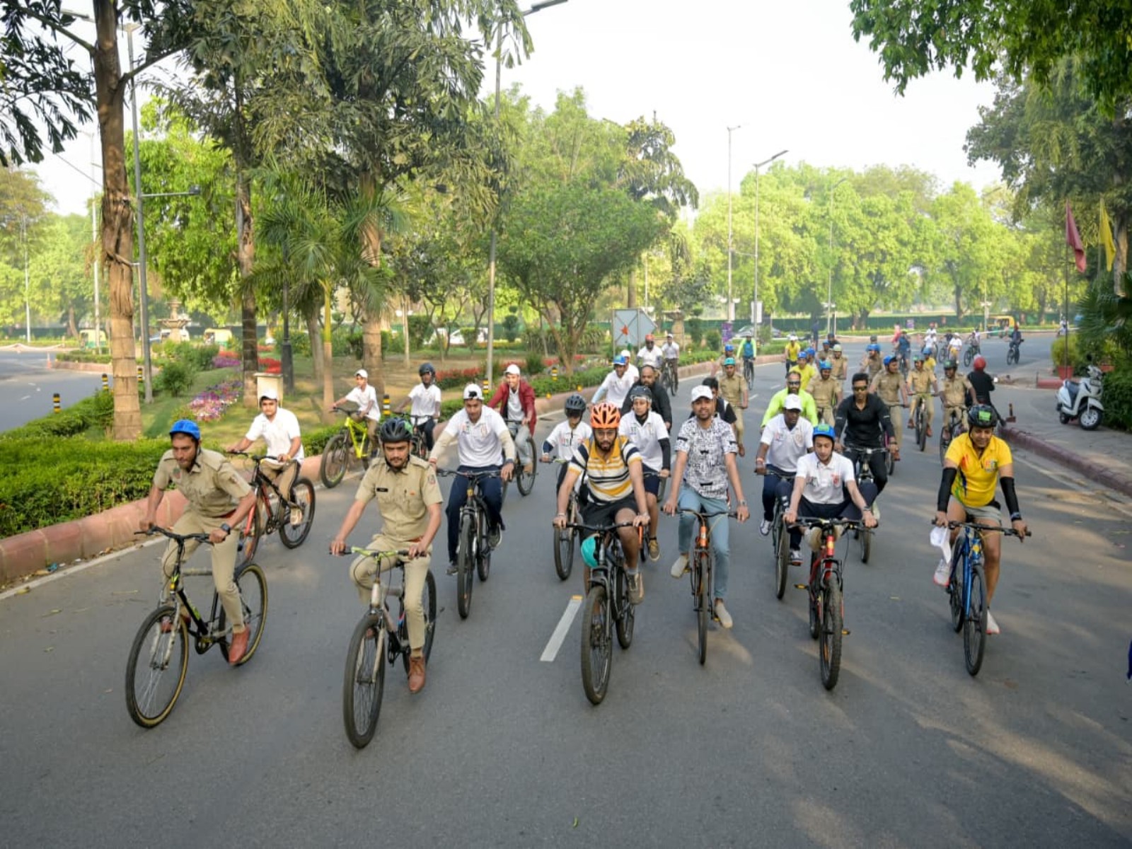 The participants riding cycles in 66th edition of Fit India Sundays on Cycle. (Photo: SAI Media)